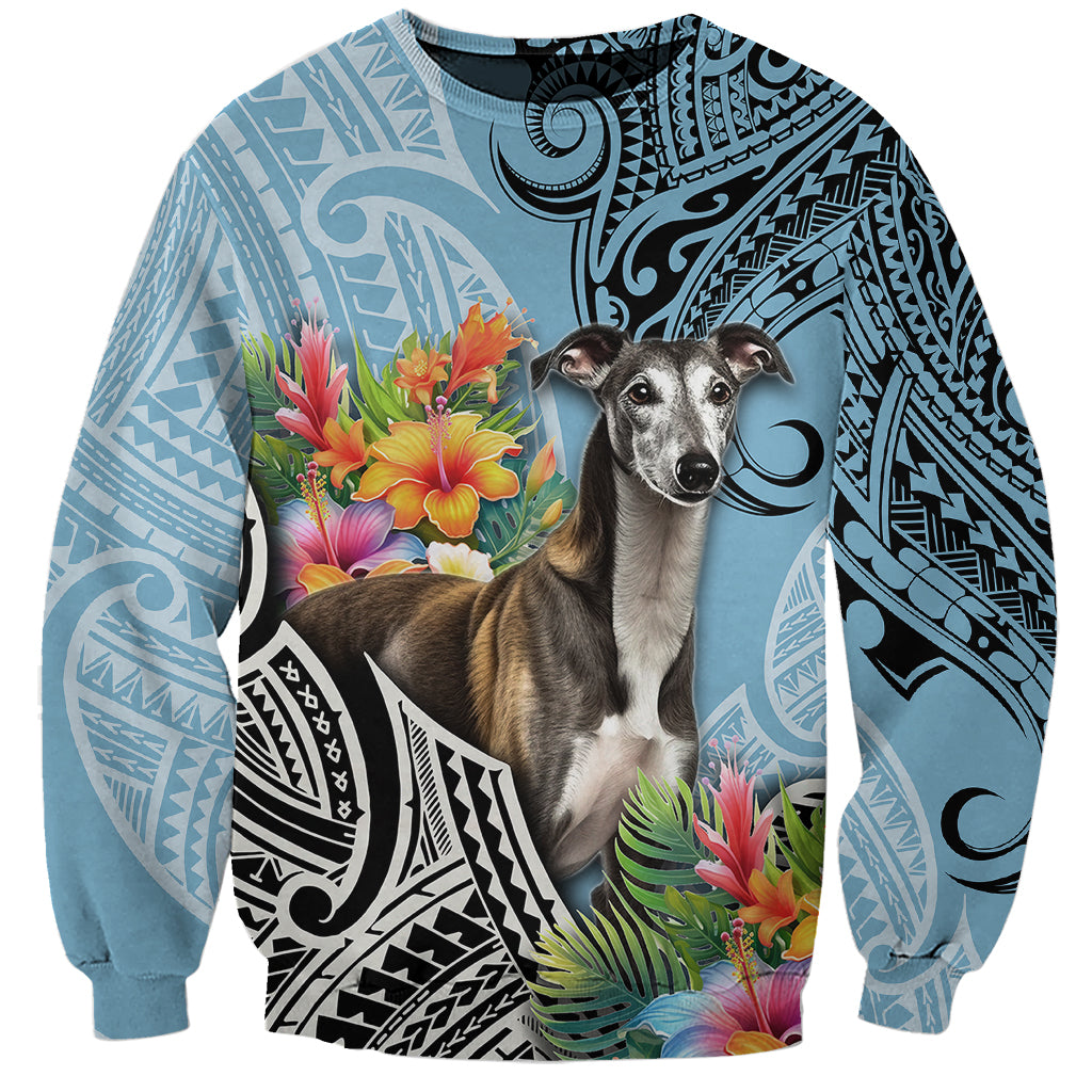 Polynesian Greyhound Sweatshirt Polynesian Pattern And Greyhound - Wonder Print Shop