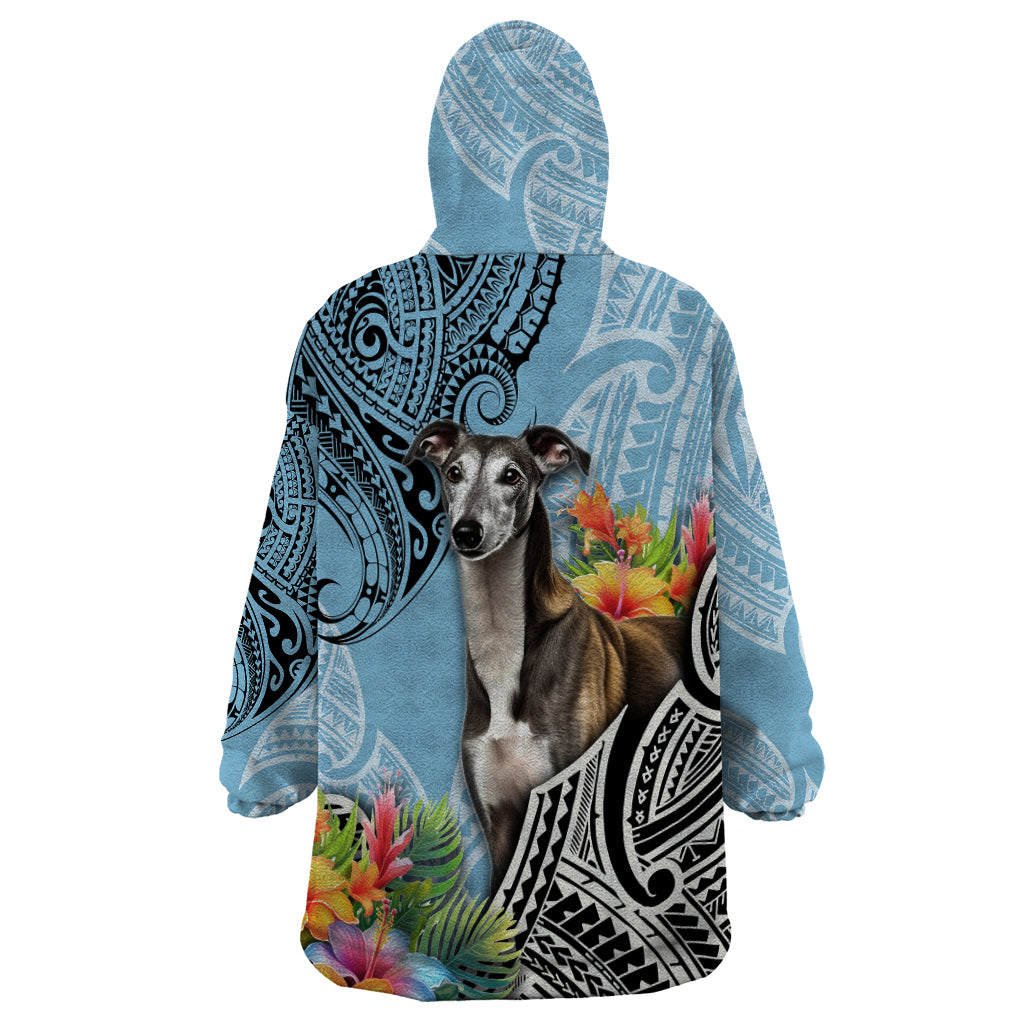 Polynesian Greyhound Wearable Blanket Hoodie Polynesian Pattern And Greyhound - Wonder Print Shop