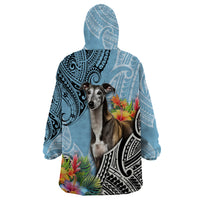Polynesian Greyhound Wearable Blanket Hoodie Polynesian Pattern And Greyhound - Wonder Print Shop