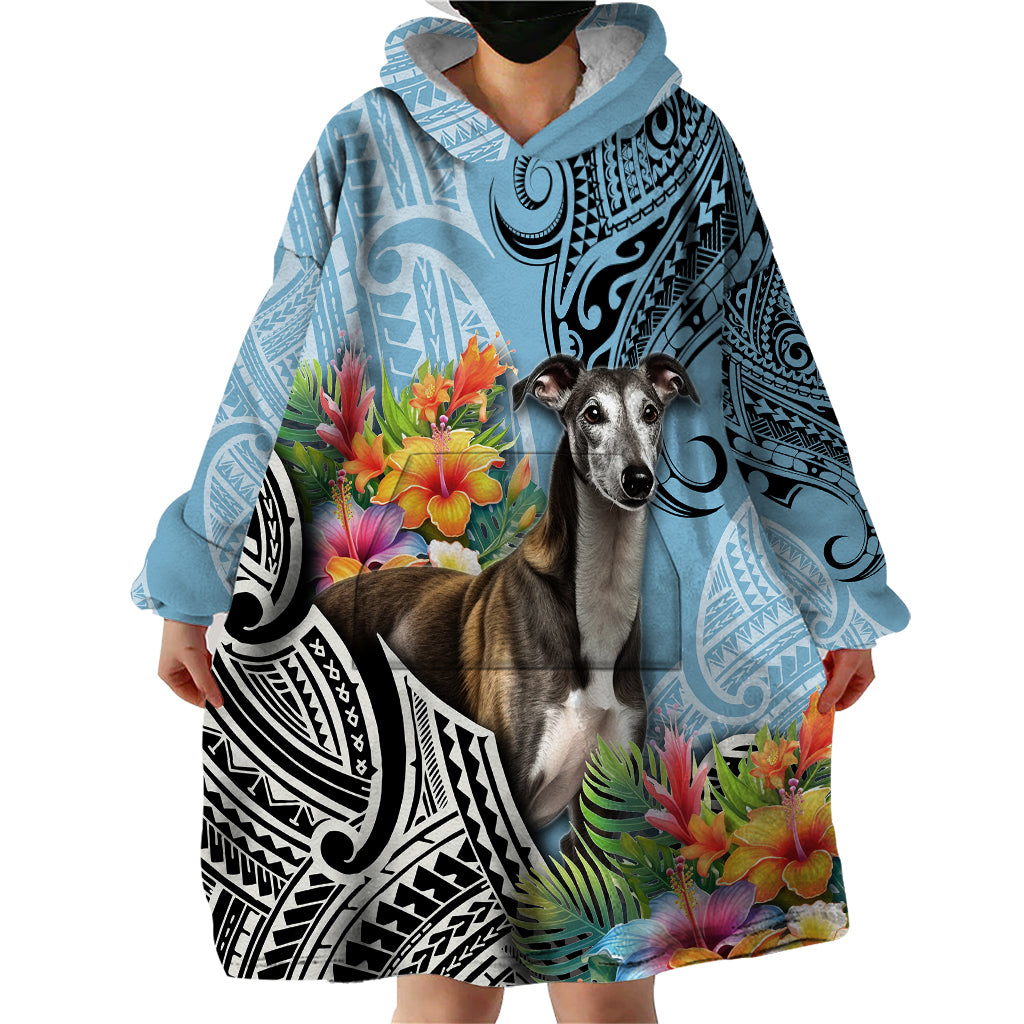 Polynesian Greyhound Wearable Blanket Hoodie Polynesian Pattern And Greyhound - Wonder Print Shop