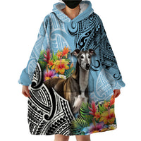 Polynesian Greyhound Wearable Blanket Hoodie Polynesian Pattern And Greyhound - Wonder Print Shop