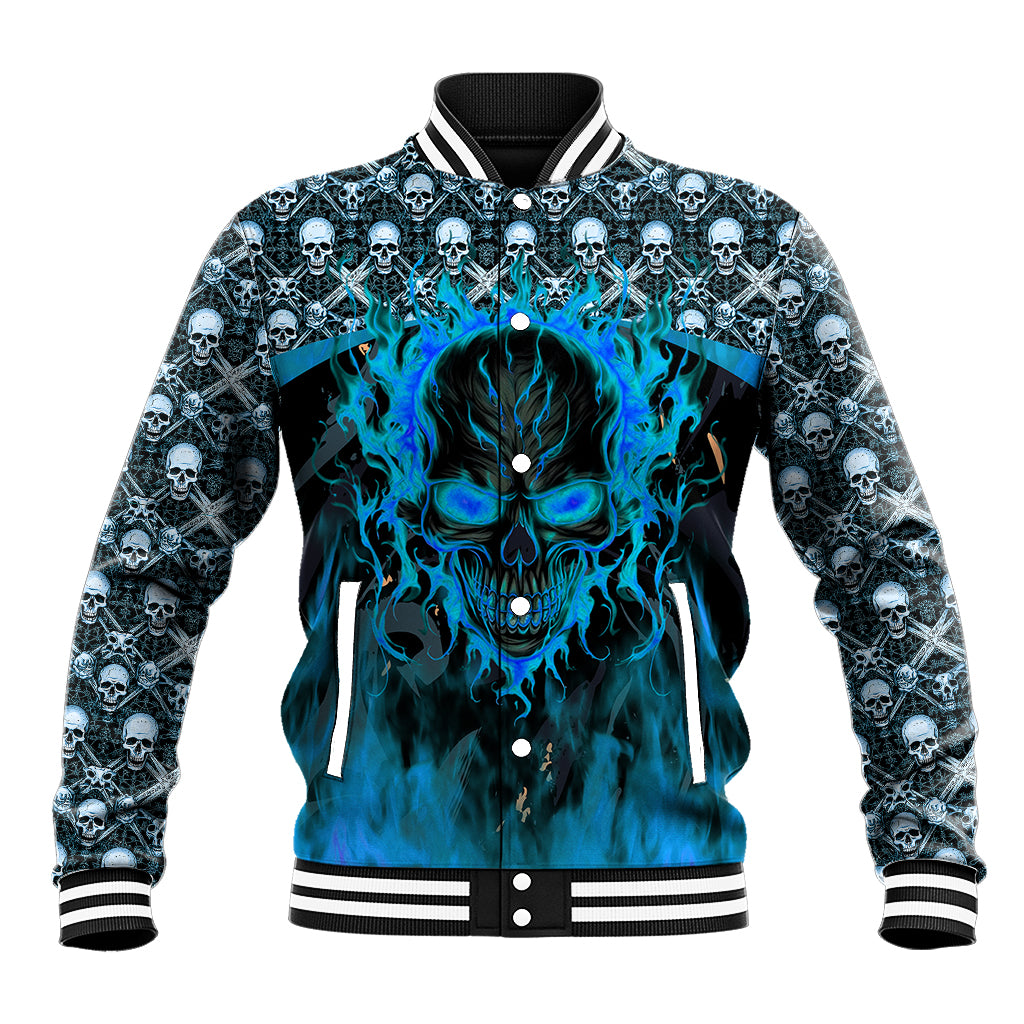 Fire Skull Baseball Jacket Of Course I'm Going To Hell I'm Just Here To Pick You Up - Wonder Print Shop