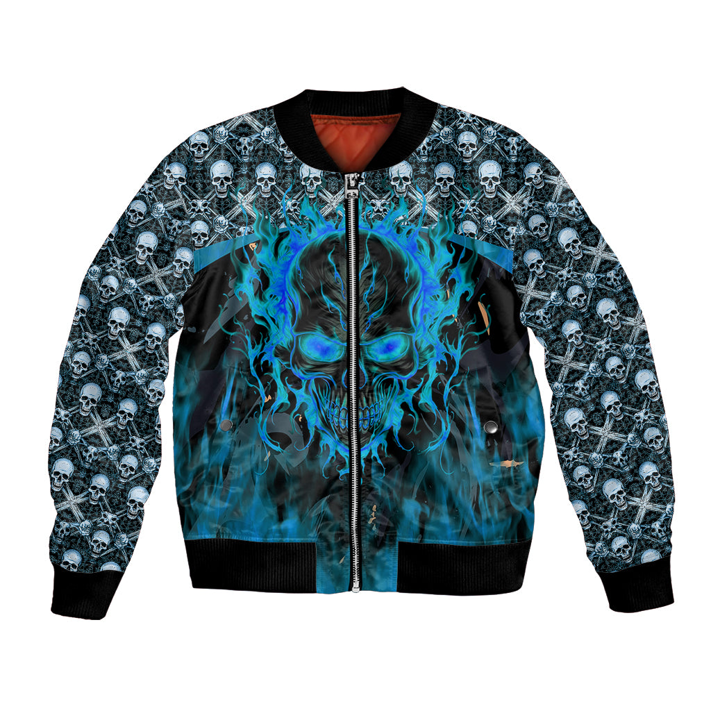 Fire Skull Bomber Jacket Of Course I'm Going To Hell I'm Just Here To Pick You Up - Wonder Print Shop