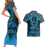 Fire Skull Couples Matching Short Sleeve Bodycon Dress and Hawaiian Shirt Of Course I'm Going To Hell I'm Just Here To Pick You Up - Wonder Print Shop