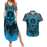 Fire Skull Couples Matching Summer Maxi Dress and Hawaiian Shirt Of Course I'm Going To Hell I'm Just Here To Pick You Up - Wonder Print Shop