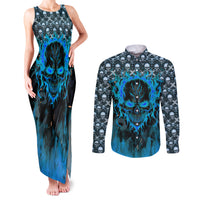 Fire Skull Couples Matching Tank Maxi Dress and Long Sleeve Button Shirts Of Course I'm Going To Hell I'm Just Here To Pick You Up - Wonder Print Shop