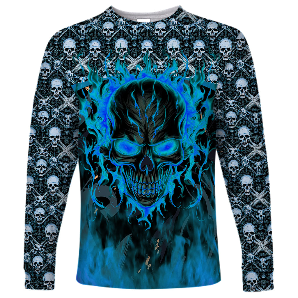 Fire Skull Long Sleeve Shirt Of Course I'm Going To Hell I'm Just Here To Pick You Up - Wonder Print Shop
