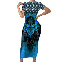 Fire Skull Short Sleeve Bodycon Dress Of Course I'm Going To Hell I'm Just Here To Pick You Up - Wonder Print Shop
