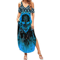 Fire Skull Summer Maxi Dress Of Course I'm Going To Hell I'm Just Here To Pick You Up - Wonder Print Shop