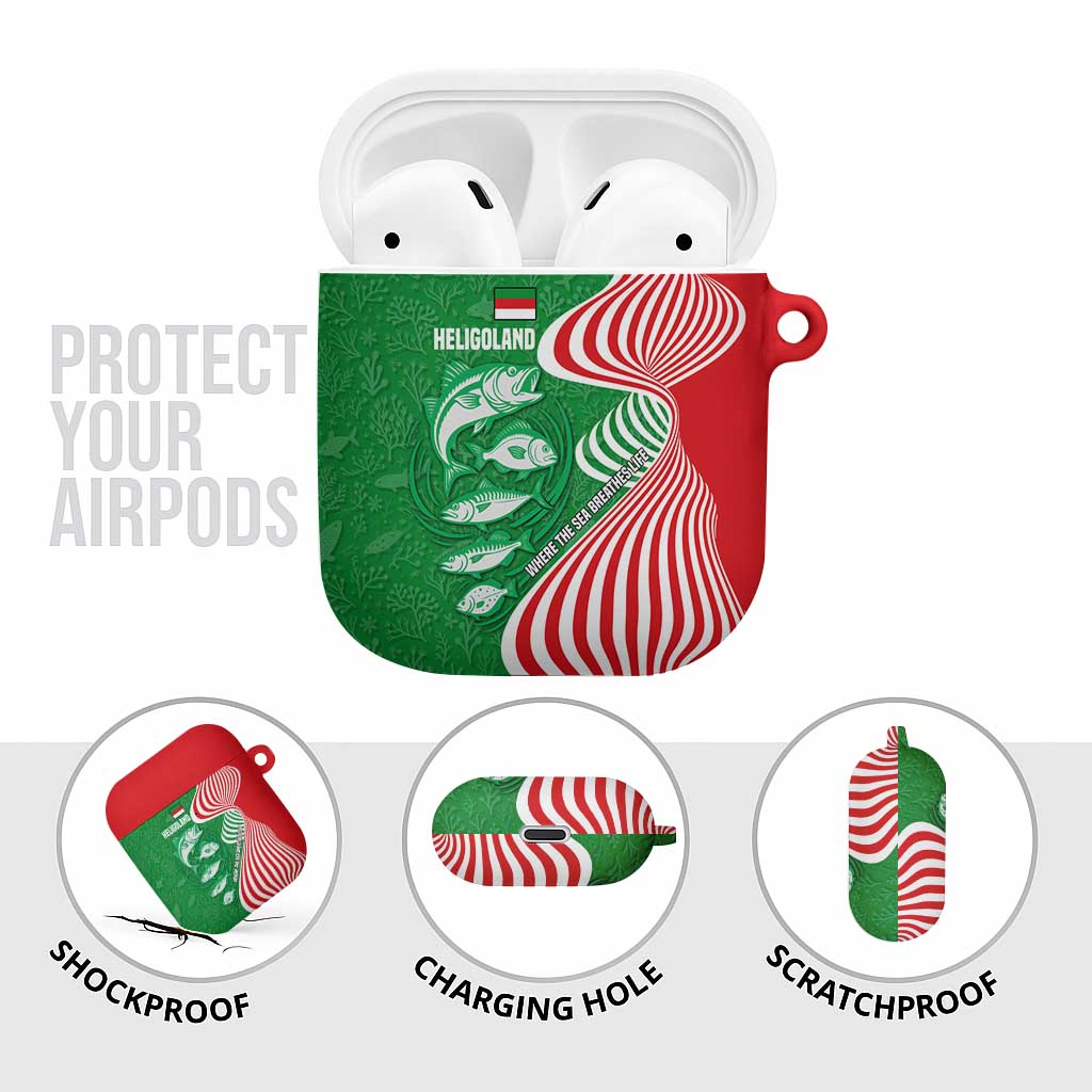 Germany Heligoland AirPods Case with Fish Illustration and Red Green Wave - Wonder Print Shop