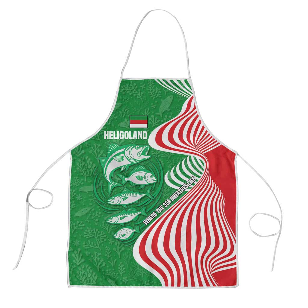 Germany Heligoland Apron with Fish Illustration and Red Green Wave - Wonder Print Shop