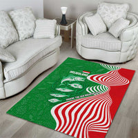 Germany Heligoland Area Rug with Fish Illustration and Red Green Wave - Wonder Print Shop