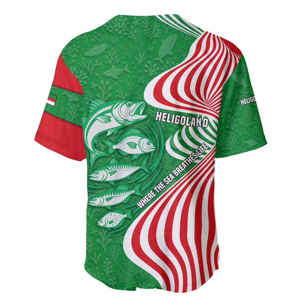 Germany Heligoland Baseball Jersey with Fish Illustration and Red Green Wave - Wonder Print Shop