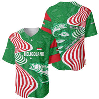 Germany Heligoland Baseball Jersey with Fish Illustration and Red Green Wave - Wonder Print Shop