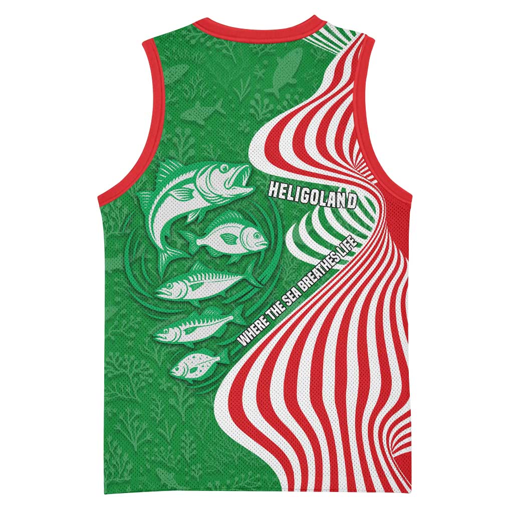 Germany Heligoland Basketball Jersey with Fish Illustration and Red Green Wave - Wonder Print Shop