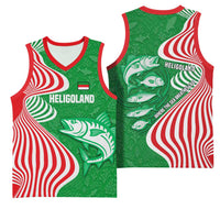 Germany Heligoland Basketball Jersey with Fish Illustration and Red Green Wave - Wonder Print Shop