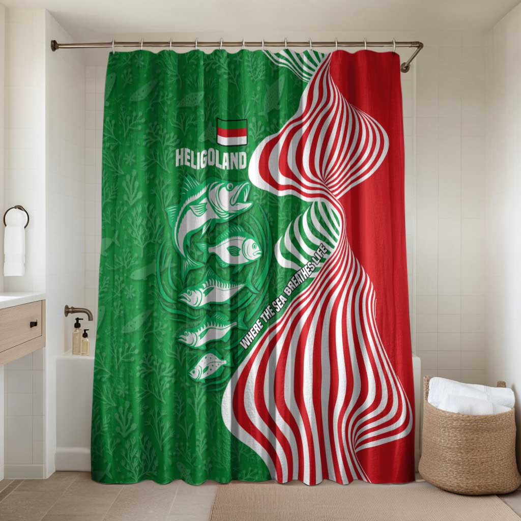 Germany Heligoland Bathroom Set with Fish Illustration and Red Green Wave - Wonder Print Shop