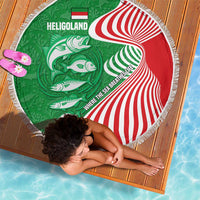 Germany Heligoland Beach Blanket with Fish Illustration and Red Green Wave - Wonder Print Shop