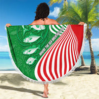 Germany Heligoland Beach Blanket with Fish Illustration and Red Green Wave - Wonder Print Shop