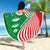 Germany Heligoland Beach Blanket with Fish Illustration and Red Green Wave - Wonder Print Shop
