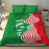 Germany Heligoland Bedding Set with Fish Illustration and Red Green Wave - Wonder Print Shop