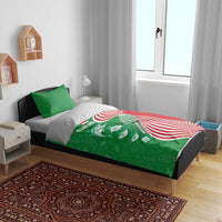 Germany Heligoland Bedding Set with Fish Illustration and Red Green Wave - Wonder Print Shop