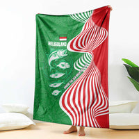 Germany Heligoland Blanket with Fish Illustration and Red Green Wave - Wonder Print Shop