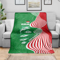 Germany Heligoland Blanket with Fish Illustration and Red Green Wave - Wonder Print Shop