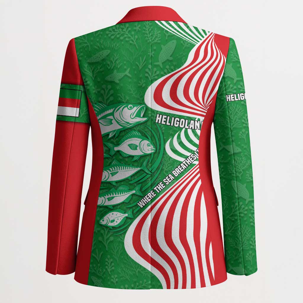Germany Heligoland Blazer with Fish Illustration and Red Green Wave - Wonder Print Shop