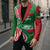 Germany Heligoland Blazer with Fish Illustration and Red Green Wave - Wonder Print Shop