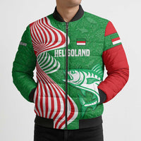 Germany Heligoland Bomber Puffer Jacket with Fish Illustration and Red Green Wave - Wonder Print Shop
