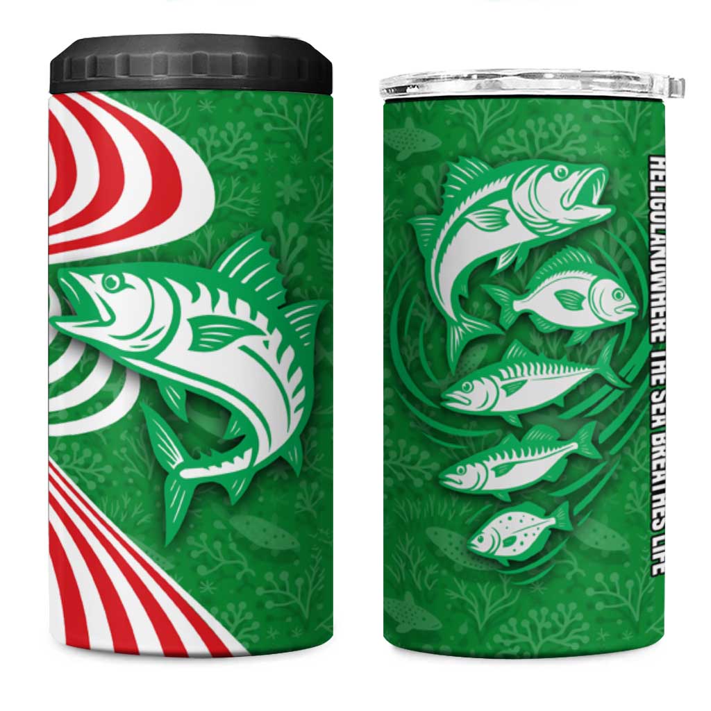 Germany Heligoland 4 in 1 Can Cooler Tumbler with Fish Illustration and Red Green Wave - Wonder Print Shop