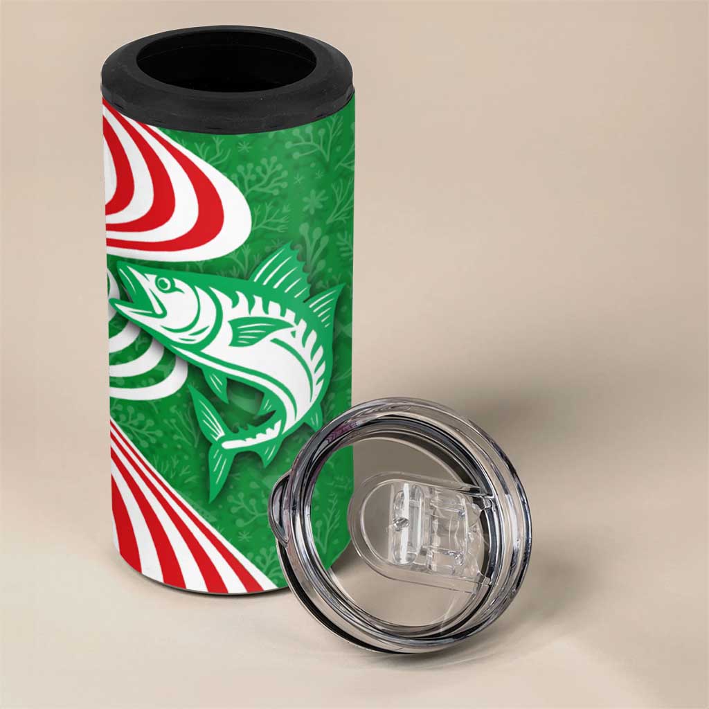 Germany Heligoland 4 in 1 Can Cooler Tumbler with Fish Illustration and Red Green Wave - Wonder Print Shop
