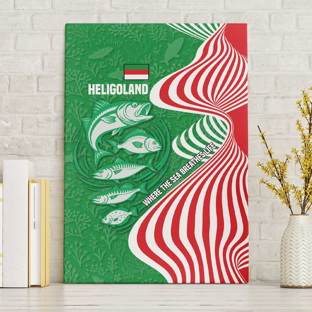 Germany Heligoland Canvas Wall Art with Fish Illustration and Red Green Wave - Wonder Print Shop