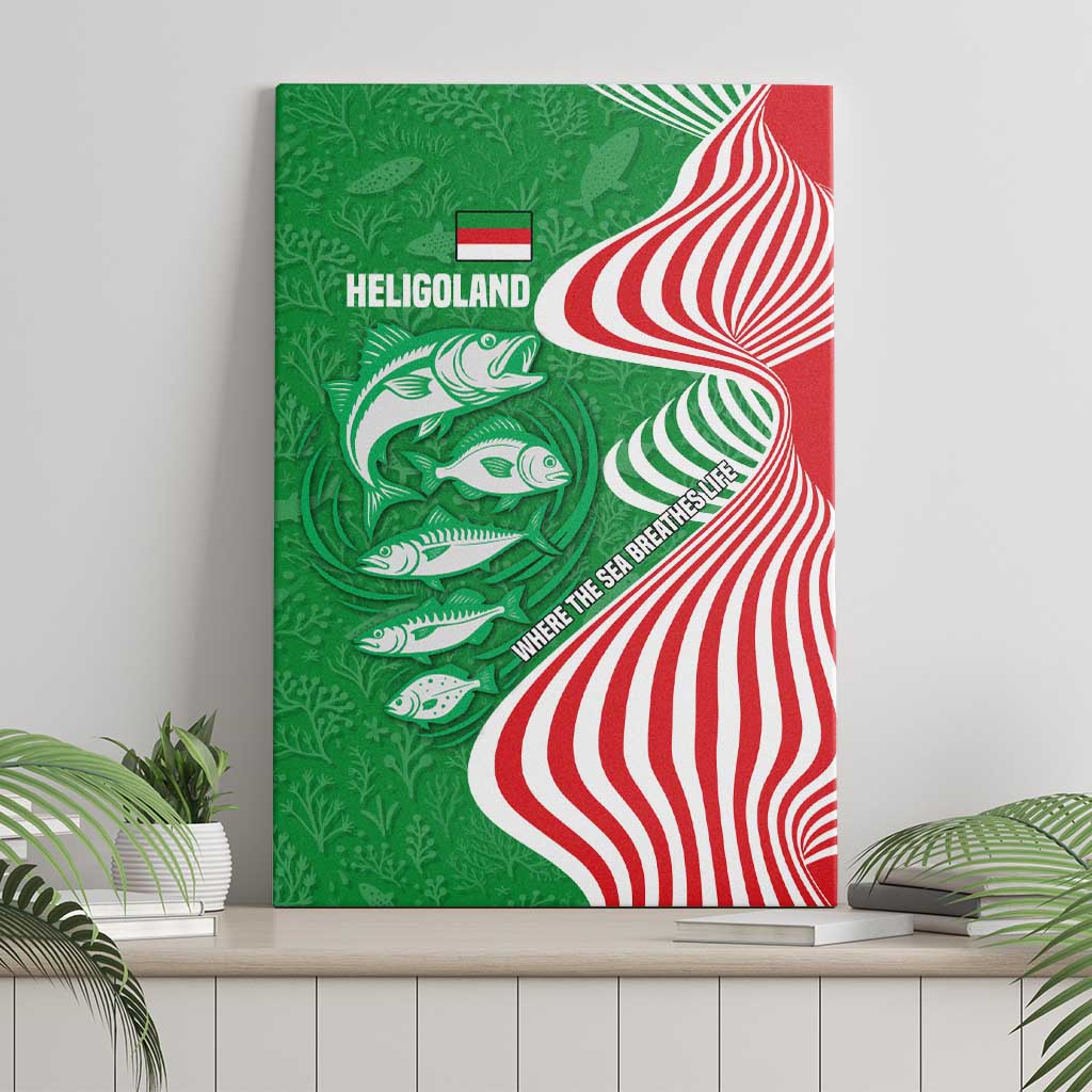 Germany Heligoland Canvas Wall Art with Fish Illustration and Red Green Wave - Wonder Print Shop