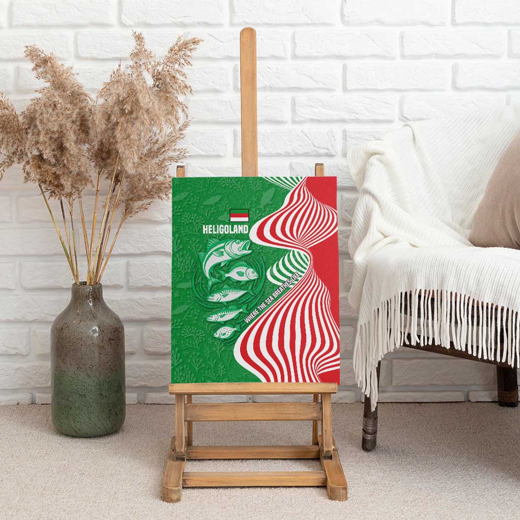 Germany Heligoland Canvas Wall Art with Fish Illustration and Red Green Wave - Wonder Print Shop