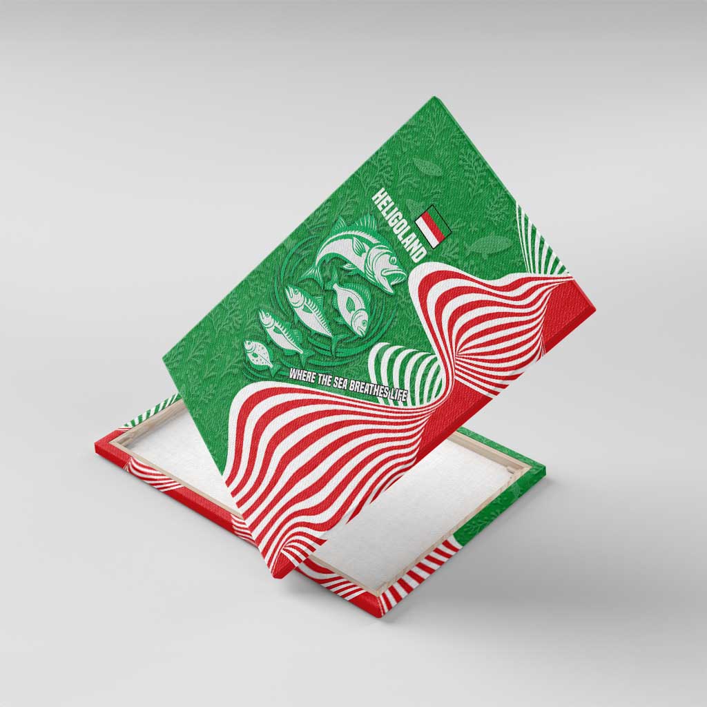 Germany Heligoland Canvas Wall Art with Fish Illustration and Red Green Wave - Wonder Print Shop