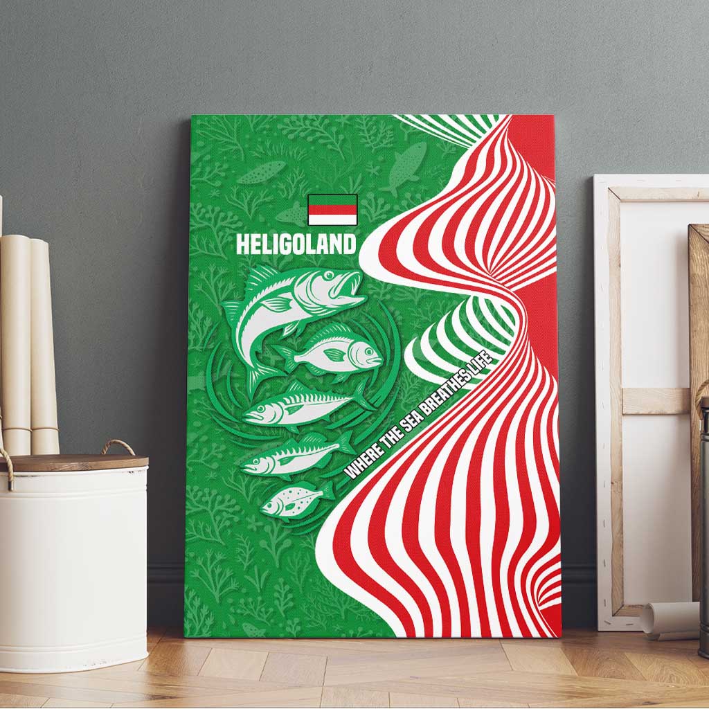 Germany Heligoland Canvas Wall Art with Fish Illustration and Red Green Wave - Wonder Print Shop