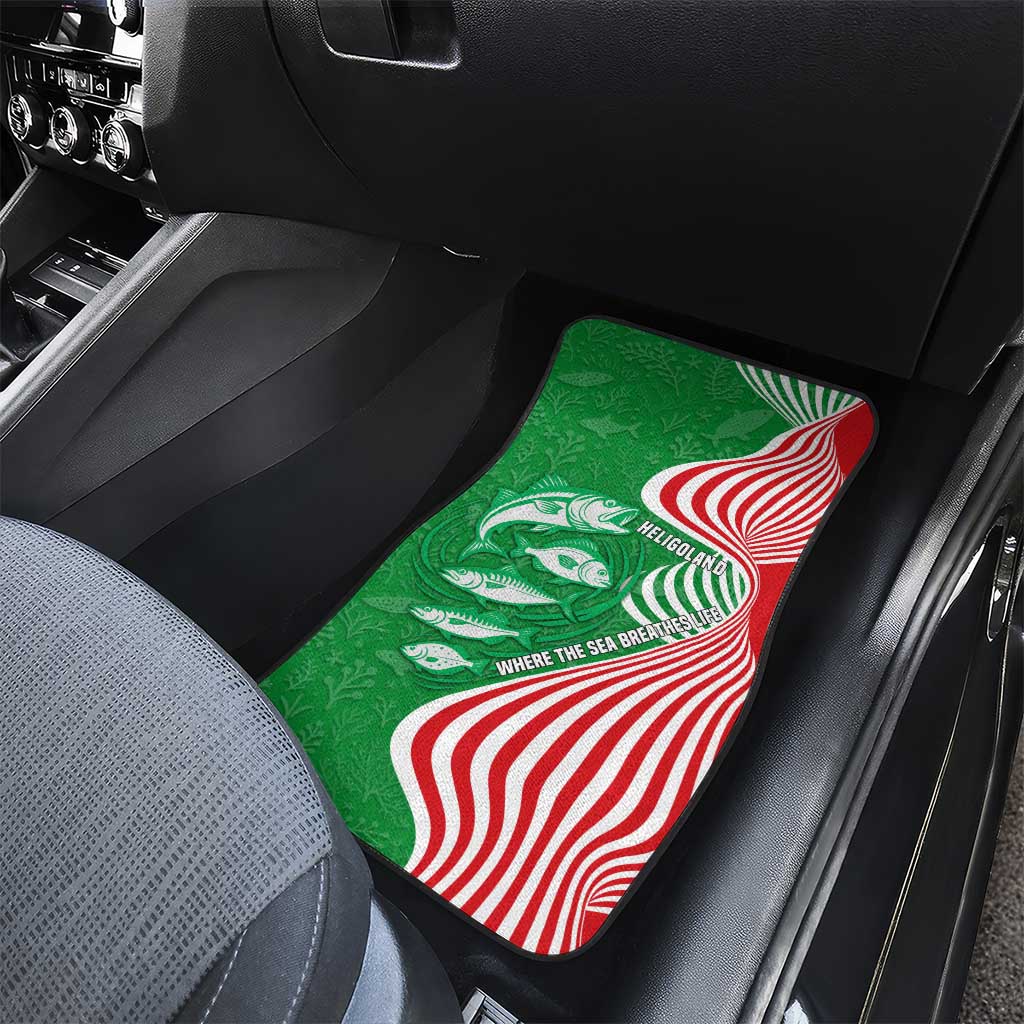 Germany Heligoland Car Mats with Fish Illustration and Red Green Wave - Wonder Print Shop