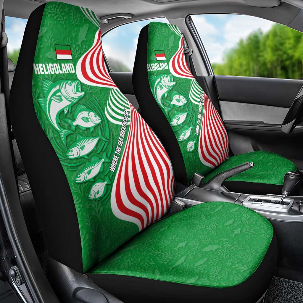 Germany Heligoland Car Seat Cover with Fish Illustration and Red Green Wave - Wonder Print Shop