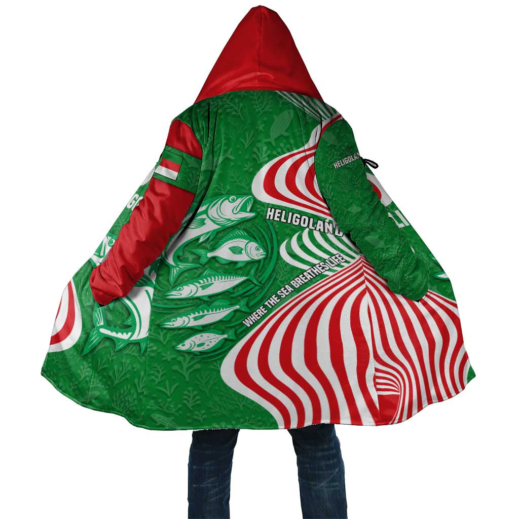 Germany Heligoland Cloak with Fish Illustration and Red Green Wave - Wonder Print Shop