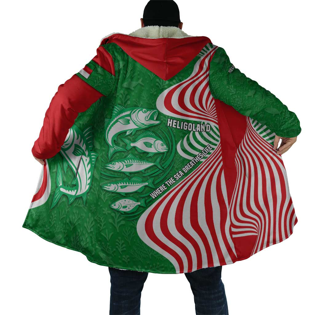 Germany Heligoland Cloak with Fish Illustration and Red Green Wave - Wonder Print Shop
