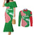 Germany Heligoland Couples Matching Mermaid Dress and Long Sleeve Button Shirt with Fish Illustration and Red Green Wave - Wonder Print Shop