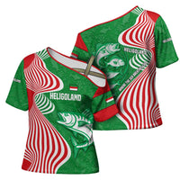 Germany Heligoland Cross Shoulder Shirt with Fish Illustration and Red Green Wave - Wonder Print Shop