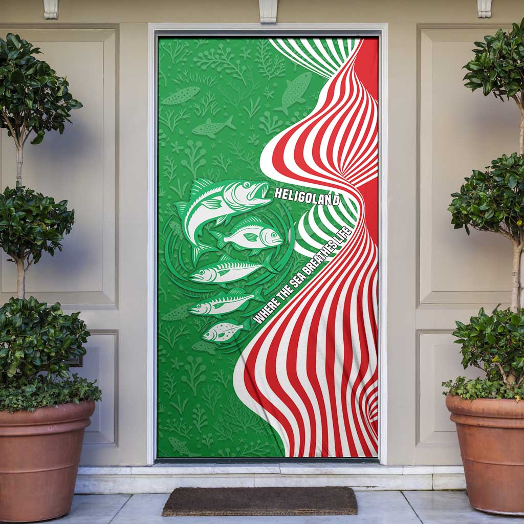 Germany Heligoland Door Cover with Fish Illustration and Red Green Wave - Wonder Print Shop