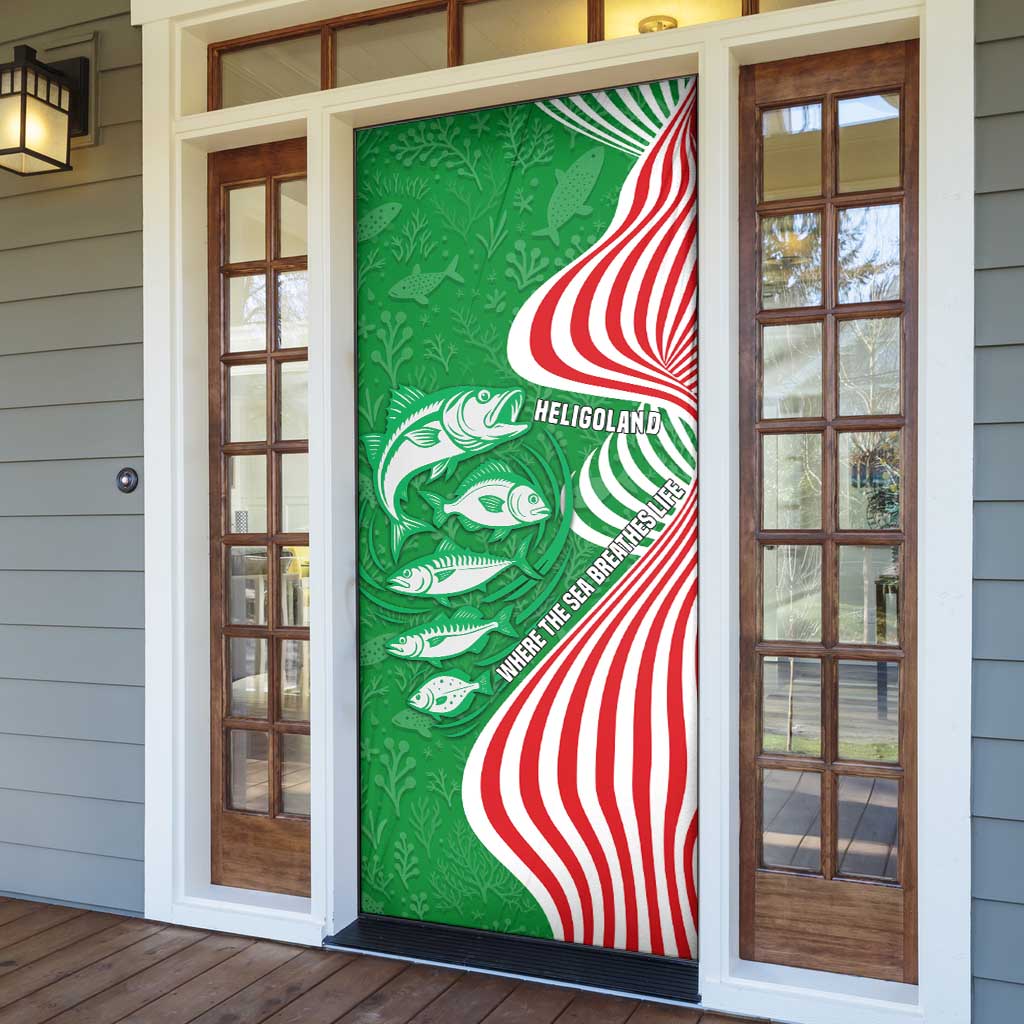 Germany Heligoland Door Cover with Fish Illustration and Red Green Wave - Wonder Print Shop