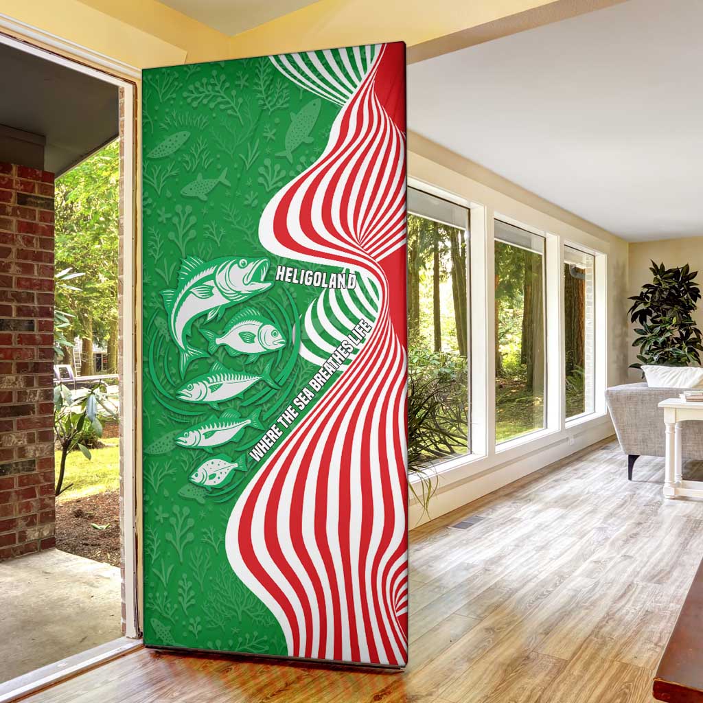 Germany Heligoland Door Cover with Fish Illustration and Red Green Wave - Wonder Print Shop