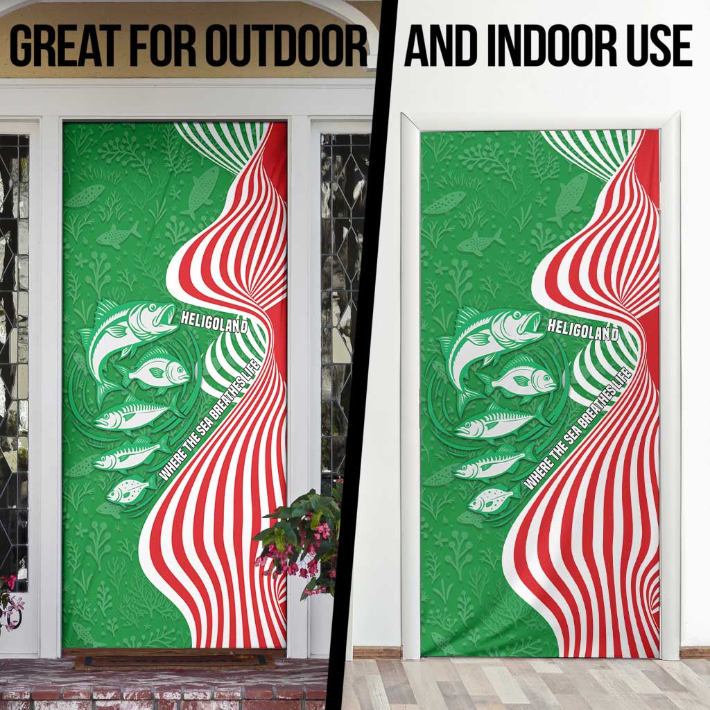 Germany Heligoland Door Cover with Fish Illustration and Red Green Wave - Wonder Print Shop