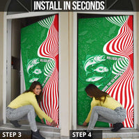 Germany Heligoland Door Cover with Fish Illustration and Red Green Wave - Wonder Print Shop