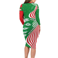 Germany Heligoland Family Matching Long Sleeve Bodycon Dress and Hawaiian Shirt with Fish Illustration and Red Green Wave - Wonder Print Shop